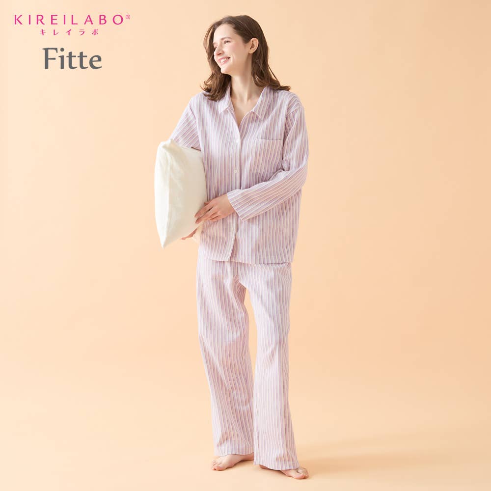 【Fitte(綿100%)】ダンボールニット 長袖長パンツ パジャマ
